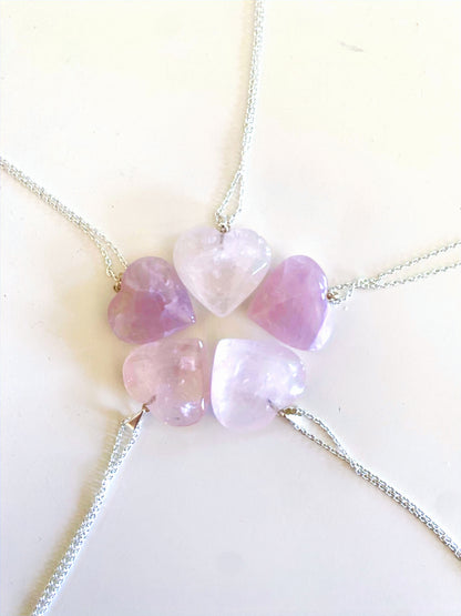 Rose Quartz Heart Necklace (Self-love, Divine Feminine, Heart Centered)