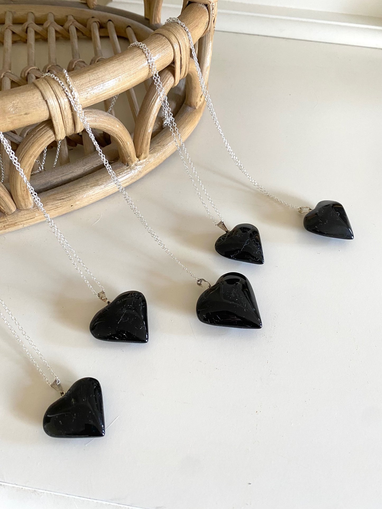 Black Obsidian Heart Pendant Necklace (Aura Cleansing, Grounding, Protection)